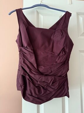 Ann Taylor Draped Sleeveless Tank Top in Deep Plum